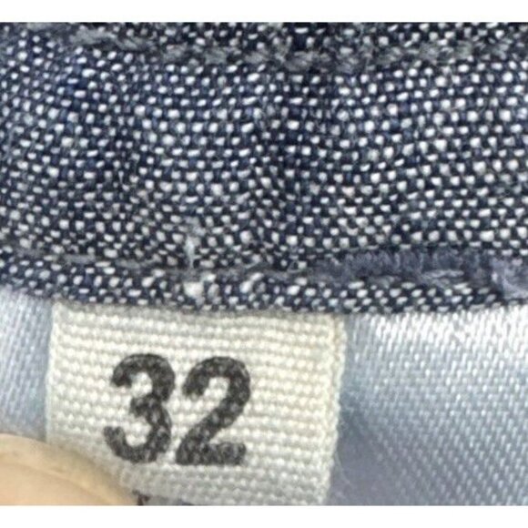 Universal Works Hi Water Indigo Chambray Crop Trouser Pant Elastic Waist Sz 32 - Picture 7 of 11